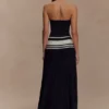Vestido largo sin tirantes de punto en contraste Solaris – Negro/Blanco