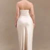 Vestido largo sin tirantes de satén Cedar – Oro rosado Vestido largo sin tirantes de satén Cedar – Oro rosado