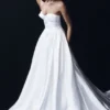 Vestido largo sin tirantes de satén Delphine – Blanco Vestido largo sin tirantes de satén Delphine – Blanco