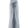Vestido largo sin tirantes de satén Jasmine – Azul escarchado Vestido largo sin tirantes de satén Jasmine – Azul escarchado