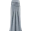 Vestido largo sin tirantes de satén Jasmine – Azul escarchado Vestido largo sin tirantes de satén Jasmine – Azul escarchado