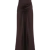 Vestido largo sin tirantes de satén Jasmine – Chocolate oscuro