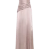 Vestido largo sin tirantes de tafetán Serena – Bronce topo Vestido largo sin tirantes de tafetán Serena – Bronce topo