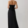Vestido largo sin tirantes de tafetán Serena – Negro Vestido largo sin tirantes de tafetán Serena – Negro