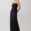Vestido largo sin tirantes de tafetán Serena – Negro Vestido largo sin tirantes de tafetán Serena – Negro