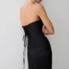 Vestido largo sin tirantes de tafetán Serena – Negro Vestido largo sin tirantes de tafetán Serena – Negro
