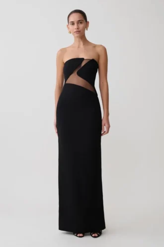 Vestido largo sin tirantes Lianne – Negro