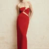 Vestido largo sin tirantes Lianne – Rojo