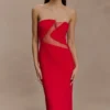 Vestido largo sin tirantes Lianne – Rojo