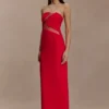 Vestido largo sin tirantes Lianne – Rojo