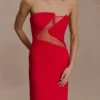 Vestido largo sin tirantes Lianne – Rojo