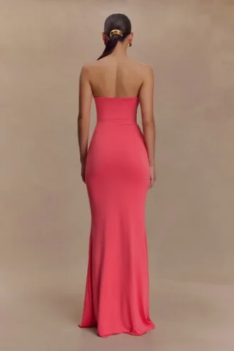Vestido largo sin tirantes Madison – Coral