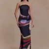 Vestido largo sin tirantes Madison – Estampado Multi Fluid Reverie Vestido largo sin tirantes Madison – Estampado Multi Fluid Reverie