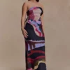 Vestido largo sin tirantes Madison – Estampado Multi Fluid Reverie Vestido largo sin tirantes Madison – Estampado Multi Fluid Reverie