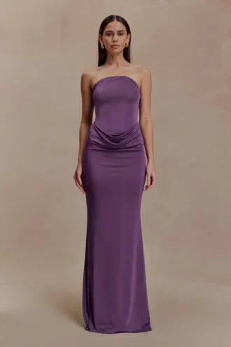 Vestido largo sin tirantes Madison – Morado