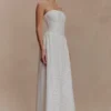 Vestido largo sin tirantes Maureen con bordado – Blanco Vestido largo sin tirantes Maureen con bordado – Blanco
