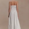 Vestido largo sin tirantes Maureen con bordado – Blanco Vestido largo sin tirantes Maureen con bordado – Blanco