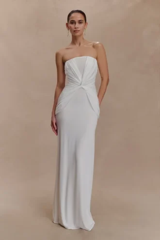 Vestido largo sin tirantes Mirren – Blanco