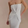Vestido largo sin tirantes Mirren – Blanco