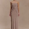 Vestido largo sin tirantes Mirren – Bronce