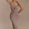 Vestido largo sin tirantes Mirren – Bronce