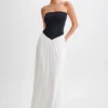 Vestido largo sin tirantes Ruby Strapless Slinky – Negro/Blanco