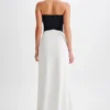 Vestido largo sin tirantes Ruby Strapless Slinky – Negro/Blanco