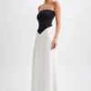 Vestido largo sin tirantes Ruby Strapless Slinky – Negro/Blanco