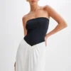 Vestido largo sin tirantes Ruby Strapless Slinky – Negro/Blanco