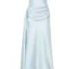 Vestido largo sin tirantes Sarah con lazo en la cintura – Azul hielo Vestido largo sin tirantes Sarah con lazo en la cintura – Azul hielo
