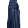 Vestido largo sin tirantes Sarah con lazo en la cintura – Azul marino Vestido largo sin tirantes Sarah con lazo en la cintura – Azul marino