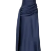 Vestido largo sin tirantes Sarah con lazo en la cintura – Azul marino Vestido largo sin tirantes Sarah con lazo en la cintura – Azul marino