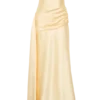 Vestido largo sin tirantes Sarah con lazo en la cintura – Limón Vestido largo sin tirantes Sarah con lazo en la cintura – Limón