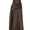 Vestido largo sin tirantes Sarah con lazo en la cintura – Moca Vestido largo sin tirantes Sarah con lazo en la cintura – Moca