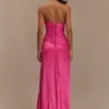 Vestido largo sin tirantes Serena de tafetán – Rosa carmesí Vestido largo sin tirantes Serena de tafetán – Rosa carmesí