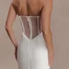 Vestido largo sin tirantes Sloane con perlas – Blanco