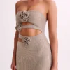 Vestido largo sin tirantes Stassie con diamantes de rosa – Color nude Vestido largo sin tirantes Stassie con diamantes de rosa – Color nude