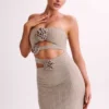 Vestido largo sin tirantes Stassie con diamantes de rosa – Color nude Vestido largo sin tirantes Stassie con diamantes de rosa – Color nude