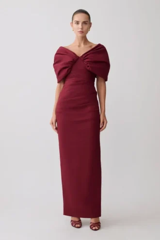 Vestido largo Thelma Bardot – Burdeos