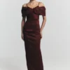 Vestido largo Thelma Bardot – Burdeos Vestido largo Thelma Bardot – Burdeos