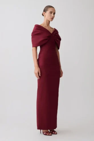 Vestido largo Thelma Bardot – Burdeos