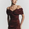 Vestido largo Thelma Bardot – Burdeos Vestido largo Thelma Bardot – Burdeos