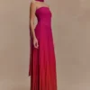 Vestido largo tipo bufanda de gasa Caira – Rosa oscuro degradado Vestido largo tipo bufanda de gasa Caira – Rosa oscuro degradado