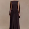 Vestido largo tipo capa de jersey Emory – Chocolate Vestido largo tipo capa de jersey Emory – Chocolate