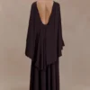 Vestido largo tipo capa de jersey Emory – Chocolate Vestido largo tipo capa de jersey Emory – Chocolate