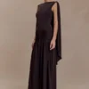 Vestido largo tipo capa de jersey Emory – Chocolate Vestido largo tipo capa de jersey Emory – Chocolate