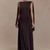 Vestido largo tipo capa de jersey Emory – Chocolate Vestido largo tipo capa de jersey Emory – Chocolate