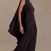 Vestido largo tipo capa de jersey Emory – Chocolate Vestido largo tipo capa de jersey Emory – Chocolate