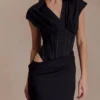 Vestido largo tipo corsé de camisa Saphira – Negro Vestido largo tipo corsé de camisa Saphira – Negro