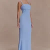 Vestido largo tipo corsé de crepé Luella – Azul aciano Vestido largo tipo corsé de crepé Luella – Azul aciano